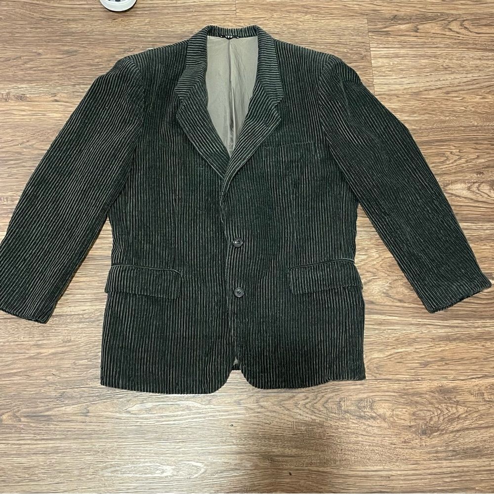 Vintage Mens Mid-Century Pinstriped Corduroy Smoking Playboy Blazer Velvet Small